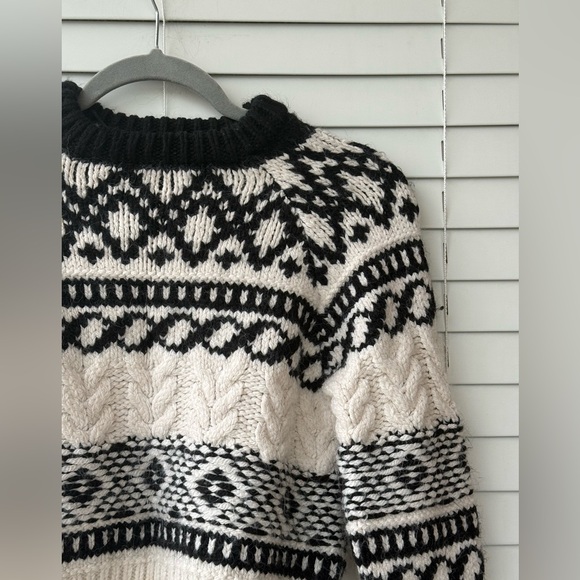 ZARA WOMAN JACQUARD KNIT SWEATER Fair Isle Nordic Apres-ski Chic Graphic S Small - Picture 7 of 11